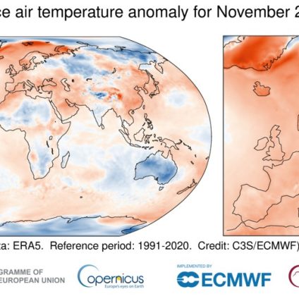 Rinnovabili • Riscaldamento globale: a novembre, Europa 1,4°C più calda