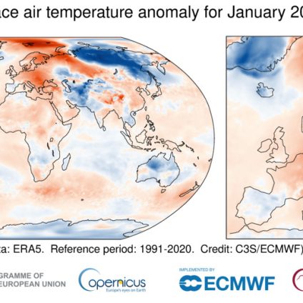 Rinnovabili • Riscaldamento globale: a gennaio l’Europa è stata 2,2°C più calda