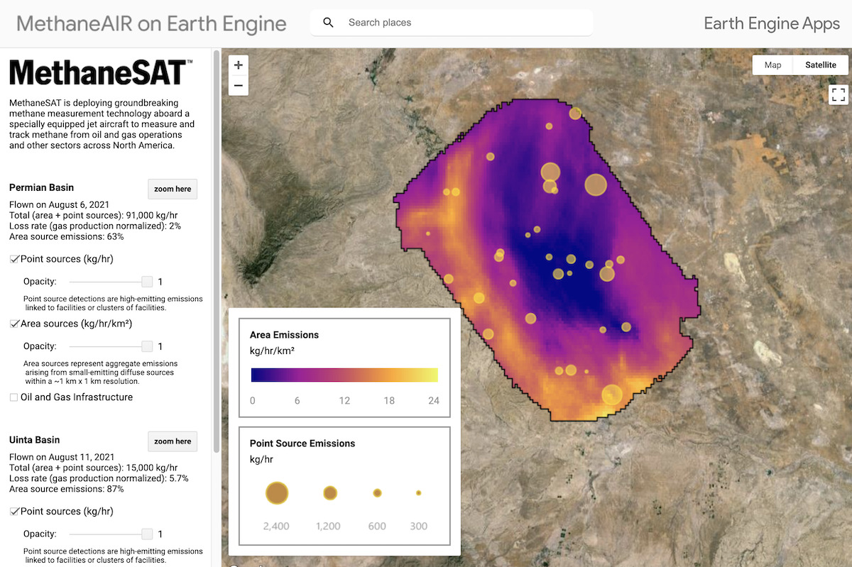 dati satellite MethaneSAT