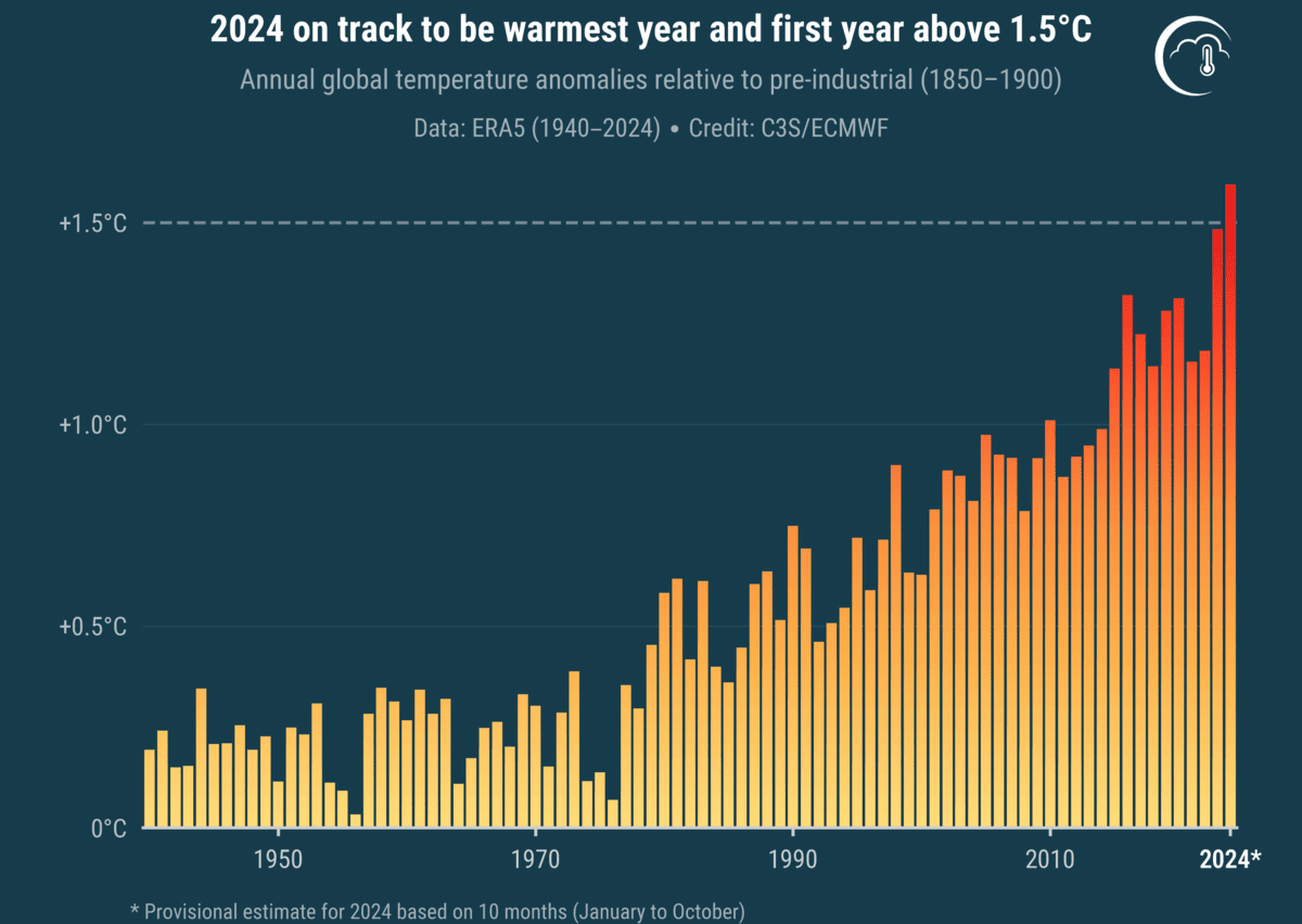 Record riscaldamento globale 2024: Copernicus, 1° anno oltre 1,5°C