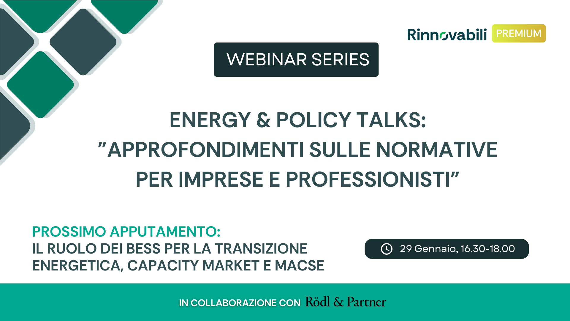 Energy & Policy Talks, scopri il nuovo ciclo di webinar per professionisti e imprese